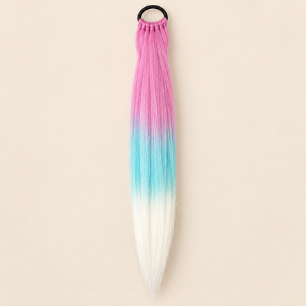 Easy Braid Ponytail 3-13 roze turquoise wit ombre 70 cm