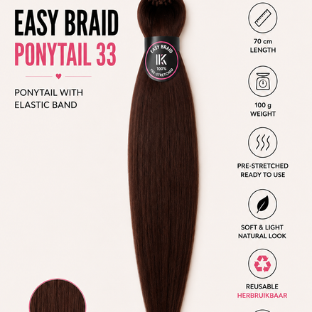 Easy Braid Ponytail 33 donkerbruin 70 cm - De HaarBoetiek