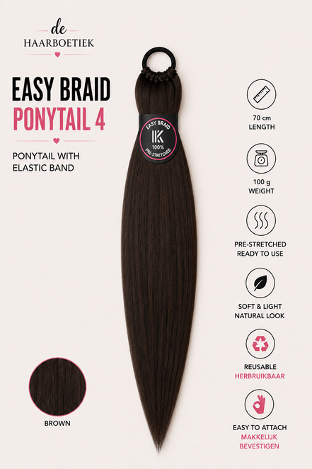 Easy Braid Ponytail 4 donkerbruin 70 cm - De HaarBoetiek