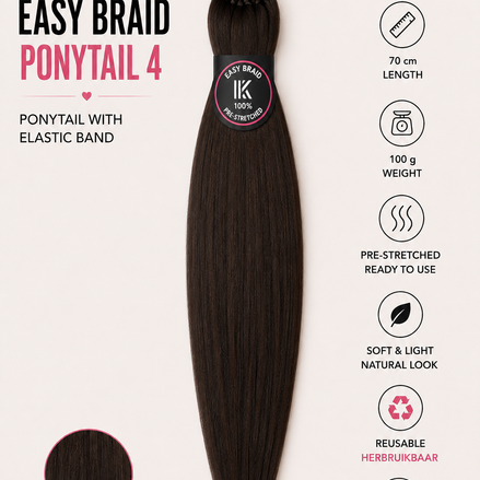 Easy Braid Ponytail 4 donkerbruin 70 cm - De HaarBoetiek