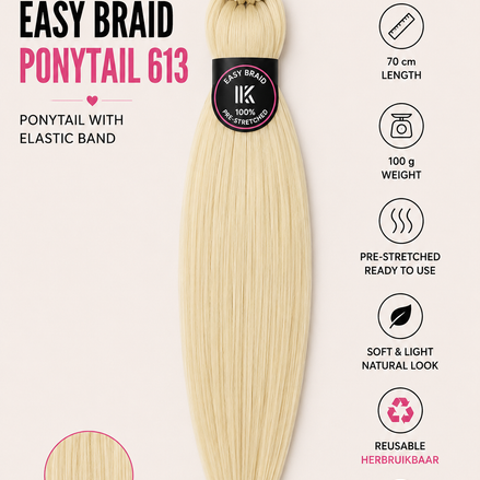 Easy Braid Ponytail 613 lichtblond 70 cm - De HaarBoetiek