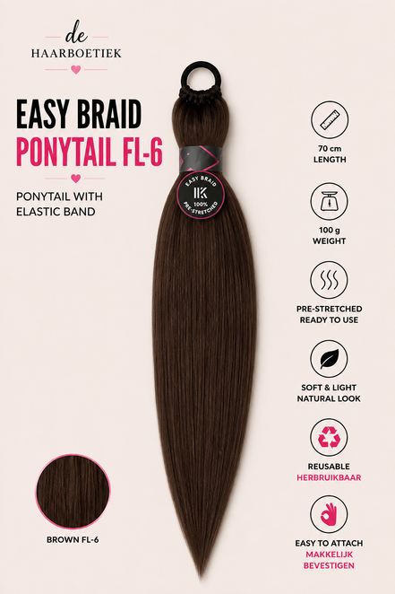 Easy Braid Ponytail FL-6 bruin 70 cm - De HaarBoetiek