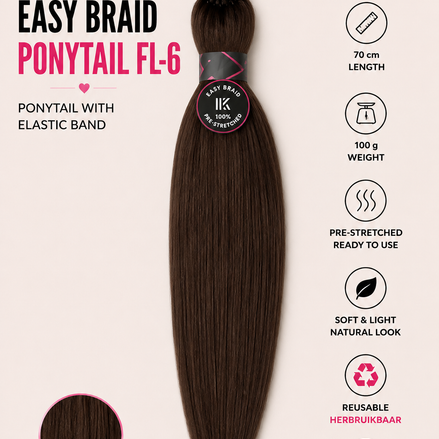 Easy Braid Ponytail FL-6 bruin 70 cm - De HaarBoetiek