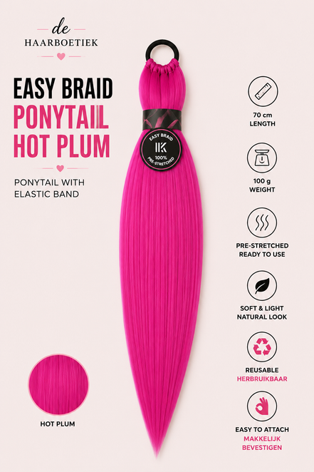 Easy Braid Ponytail Hot Plum 70 cm - De HaarBoetiek