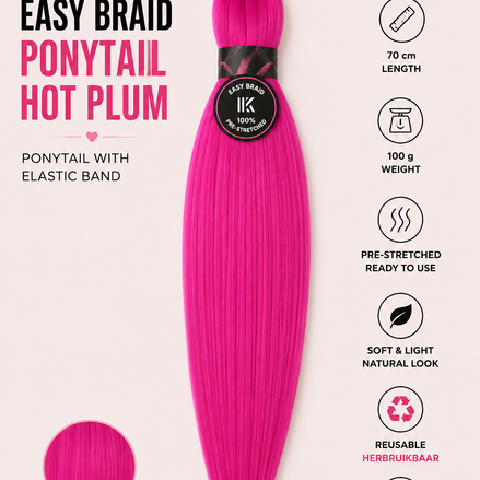 Easy Braid Ponytail Hot Plum 70 cm - De HaarBoetiek