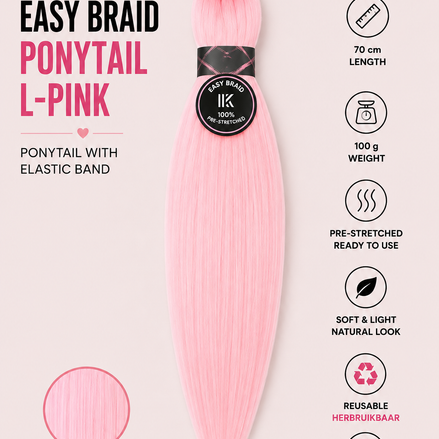 Easy Braid Ponytail L-Pink lichtroze 70 cm - De HaarBoetiek