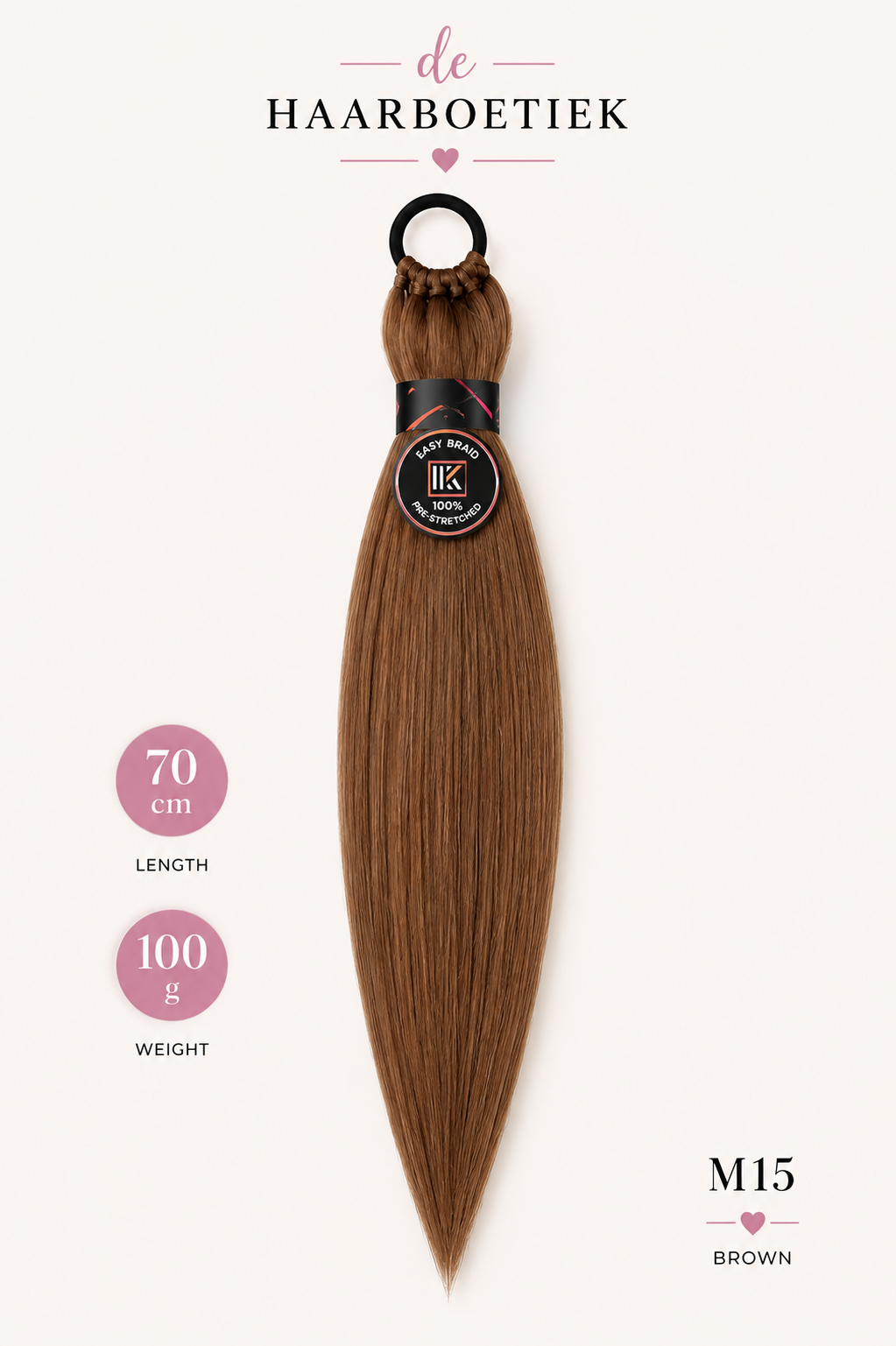 Easy Braid Ponytail M15 bruin 70 cm 100 g - De HaarBoetiek