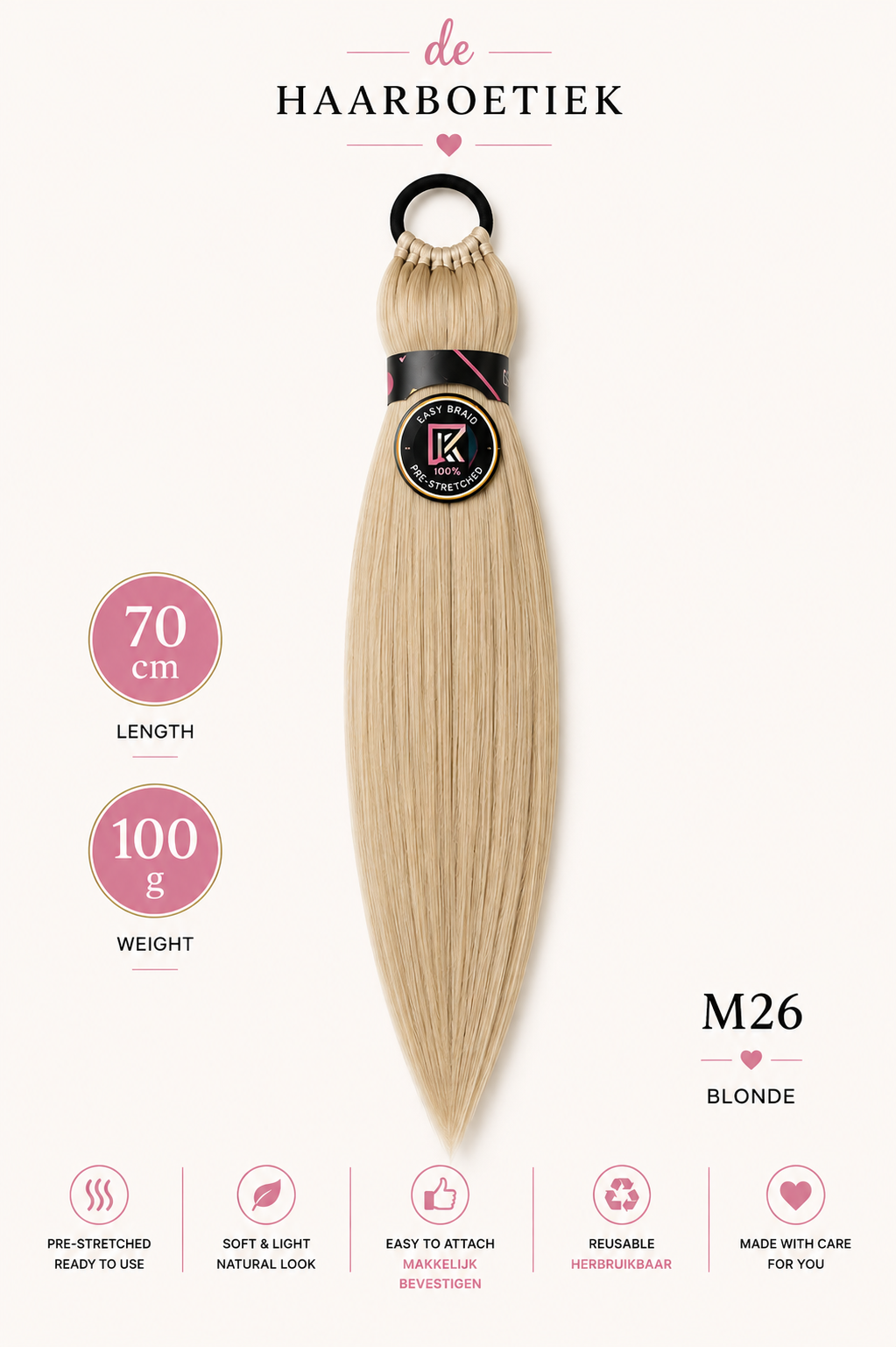 Easy Braid Ponytail M26 Blonde 70 cm - De HaarBoetiek