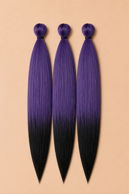 Paars zwart ombre invlechthaar 3-in-1 Easy Braid