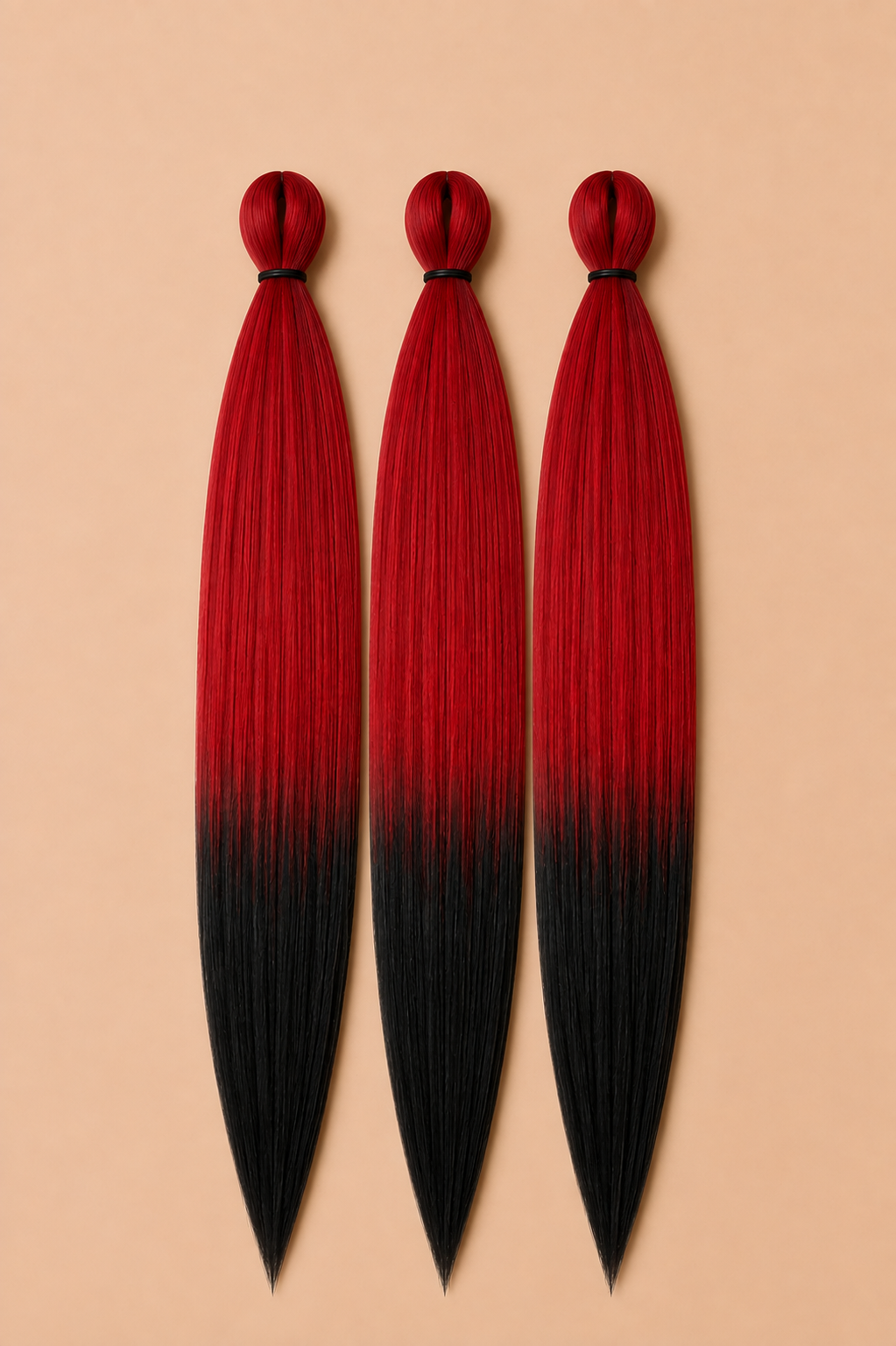 Rood zwart ombre invlechthaar 3-in-1 Easy Braid pre-stretched