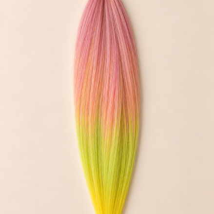 Easy Braid invlechthaar roze peach lime geel ombre - De HaarBoetiek