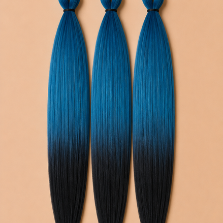 Sapphire blauw zwart ombre invlechthaar 3-in-1 Easy Braid pre-stretched