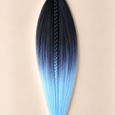Easy Braid invlechthaar zwart donkerblauw ijsblauw ombre - De HaarBoetiek