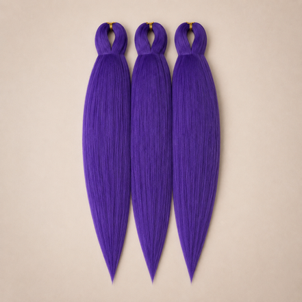 Purple Rain 3-in-1 kanekalon invlechthaar Paars op lichtbeige achtergrond