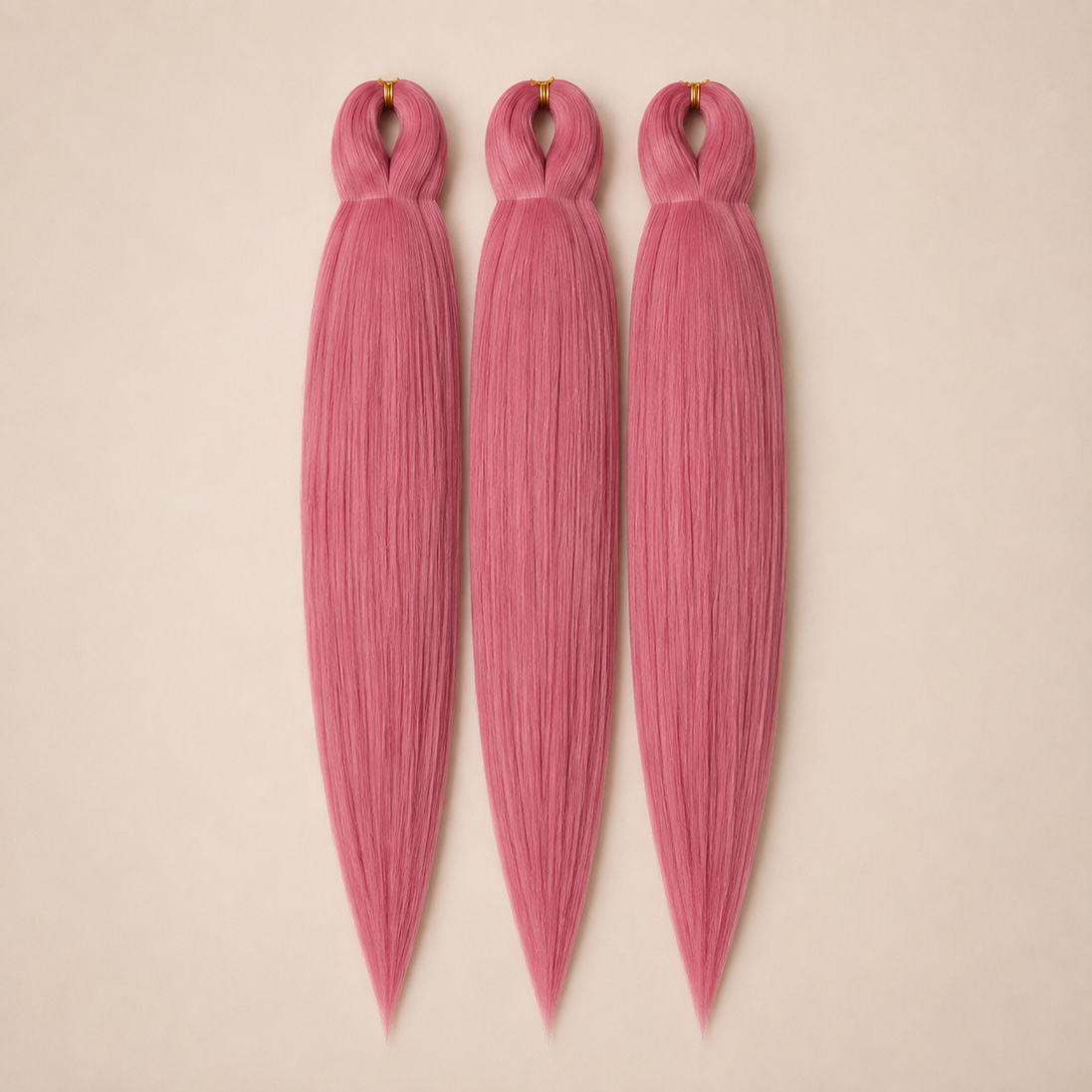 Vintage Pink Deluxe 3-in-1 kanekalon invlechthaar Vintage roze op lichtbeige achtergrond
