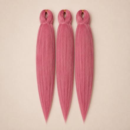 Vintage Pink Deluxe 3-in-1 kanekalon invlechthaar Vintage roze op lichtbeige achtergrond