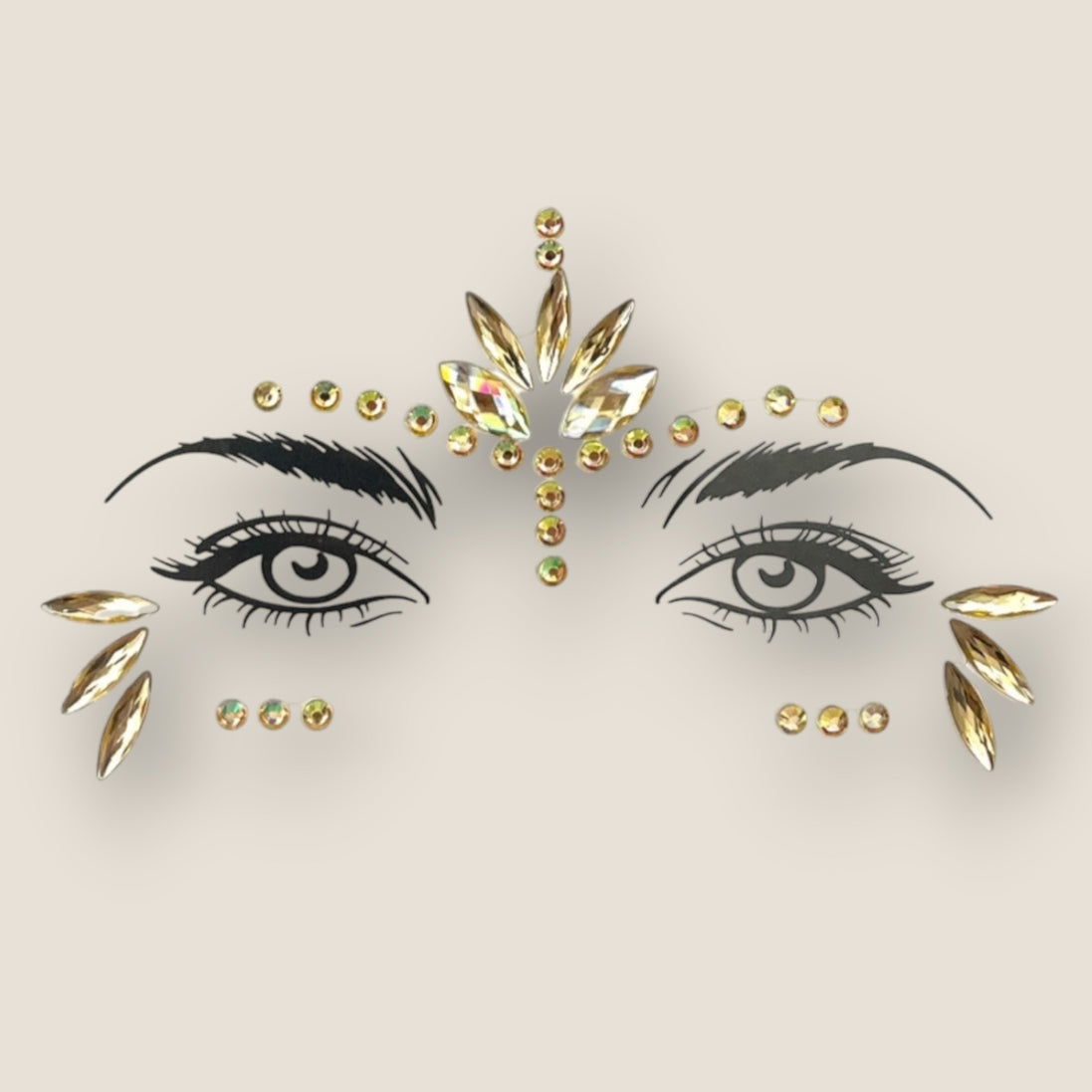 Gouden gezichtsteentjes festival – face jewels
