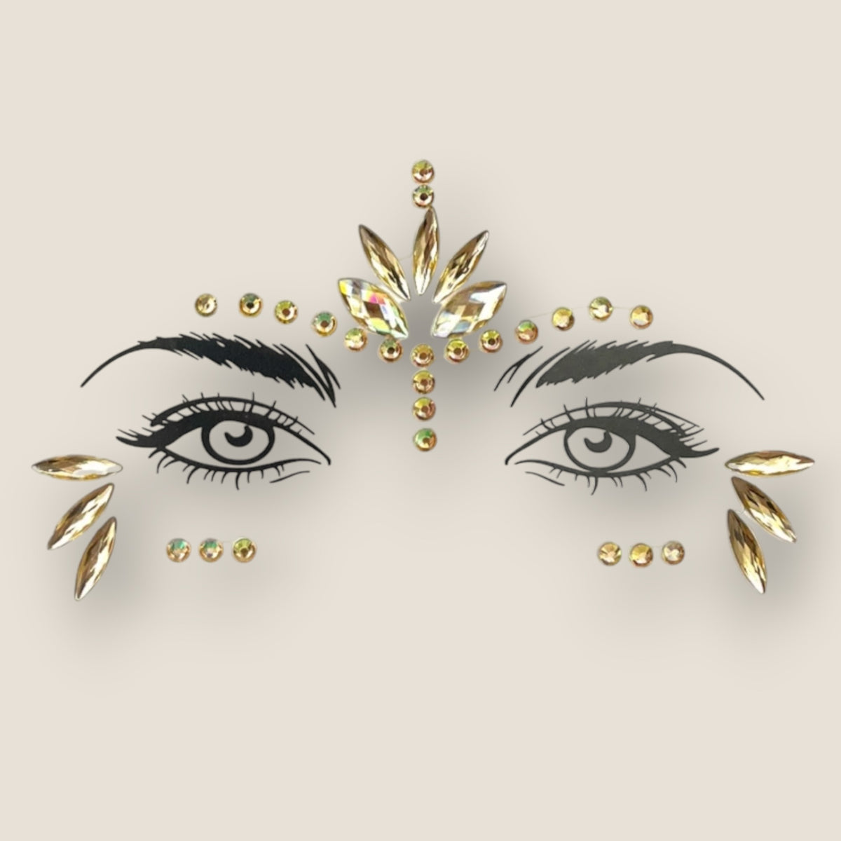Gouden gezichtsteentjes festival – face jewels