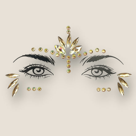 Gouden gezichtsteentjes festival – face jewels