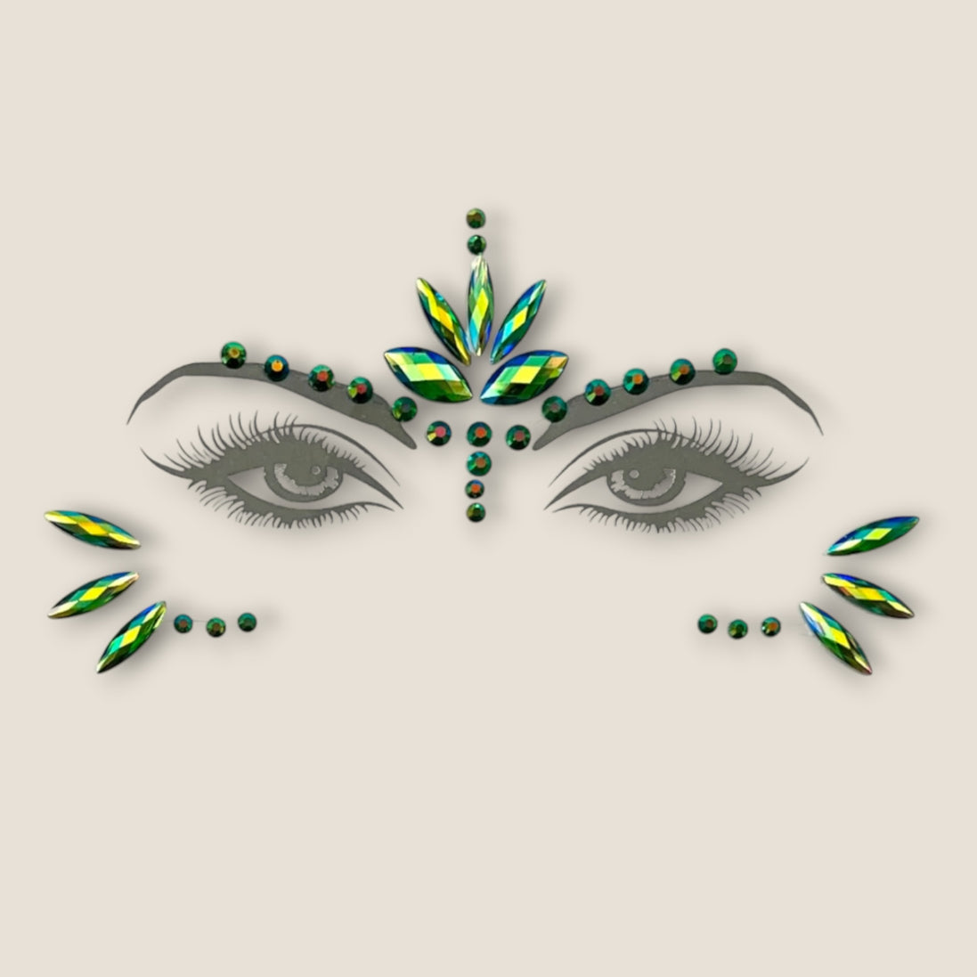 Groene gezichtsteentjes festival – face jewels