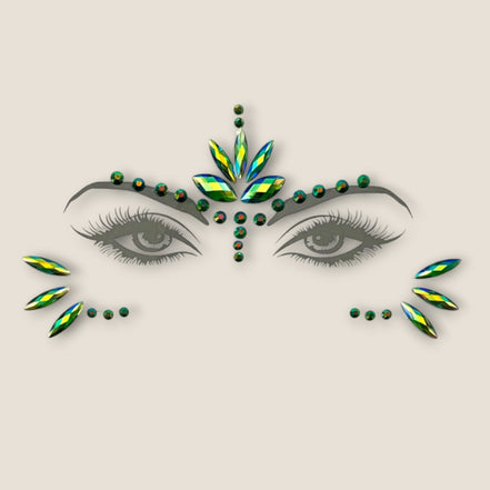 Groene gezichtsteentjes festival – face jewels