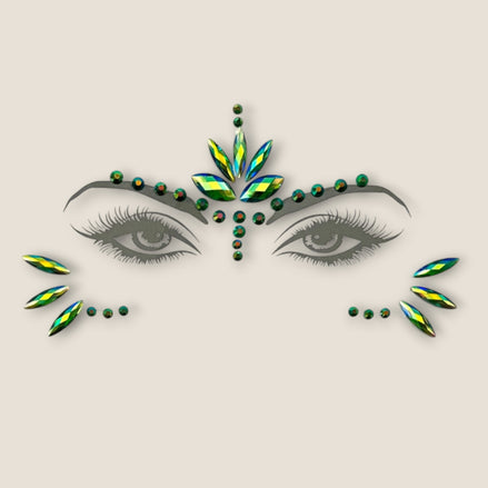 Groene gezichtsteentjes festival – face jewels
