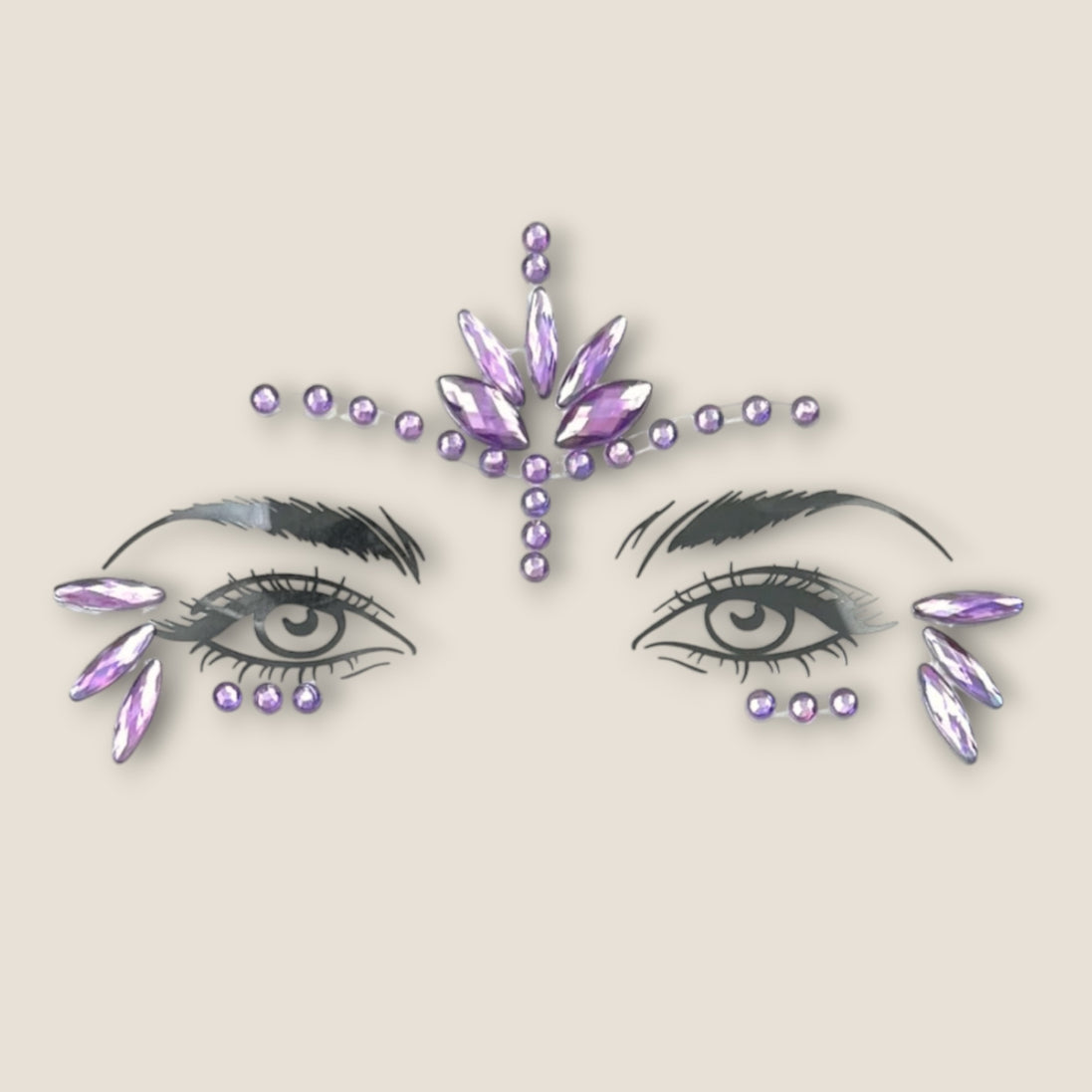 Lila gezichtsteentjes festival – face jewels