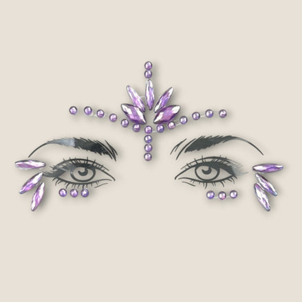 Lila gezichtsteentjes festival – face jewels