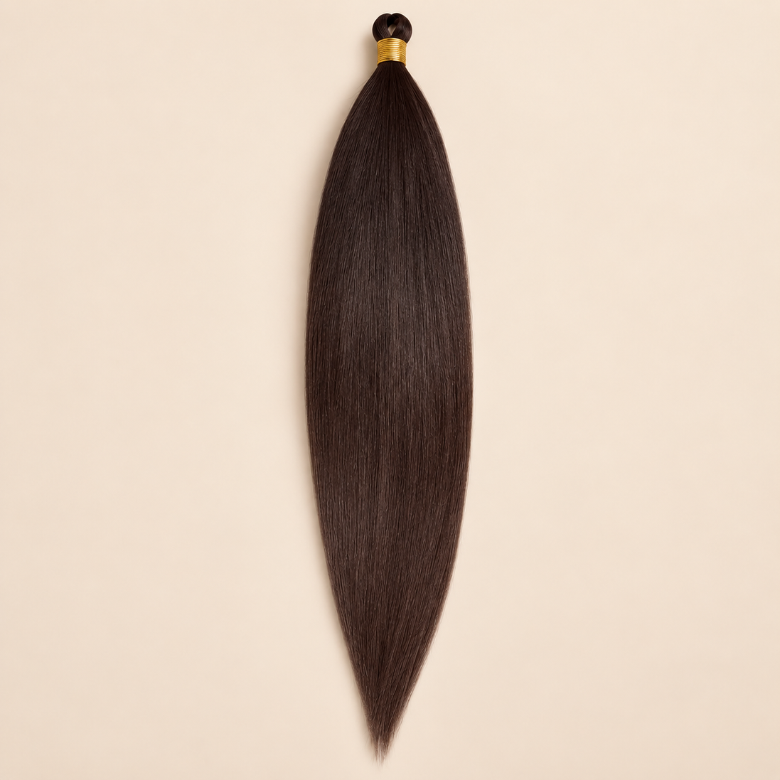 Steil Futura Kanekalon vlechthaar in kleur Onyx, 70 cm en 100 gram, op beige achtergrond