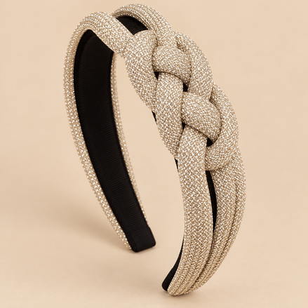 Gevlochten Glitter Haarband – Goud – De HaarBoetiek