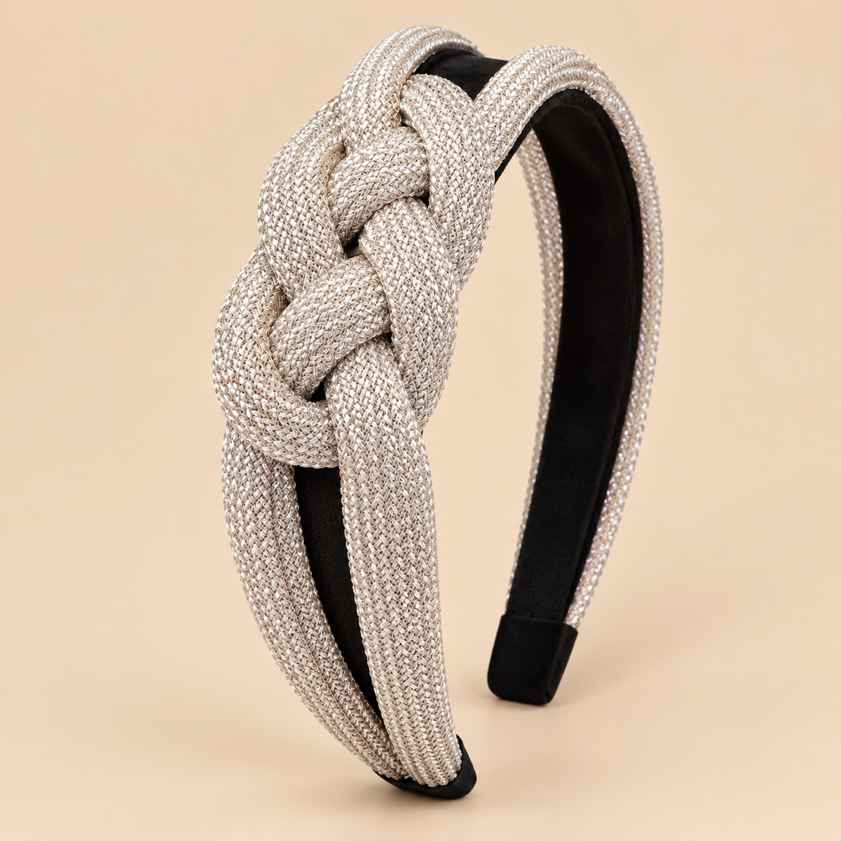 Gevlochten Glitter Haarband – Zilver – De HaarBoetiek