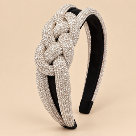 Gevlochten Glitter Haarband – Zilver – De HaarBoetiek