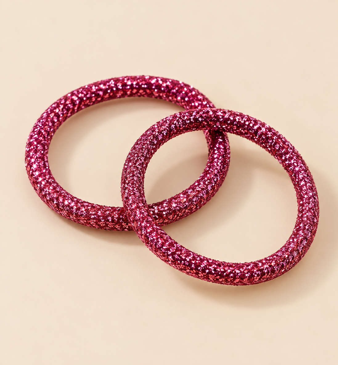 Glitter Haarelastiekjes Roze – Set van 2 – De HaarBoetiek