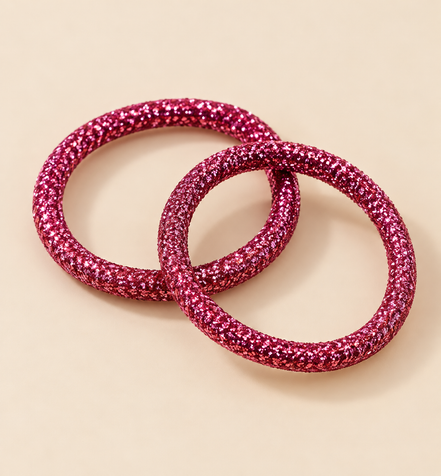 Glitter Haarelastiekjes Roze – Set van 2 – De HaarBoetiek
