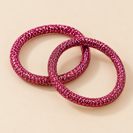 Glitter Haarelastiekjes Roze – Set van 2 – De HaarBoetiek