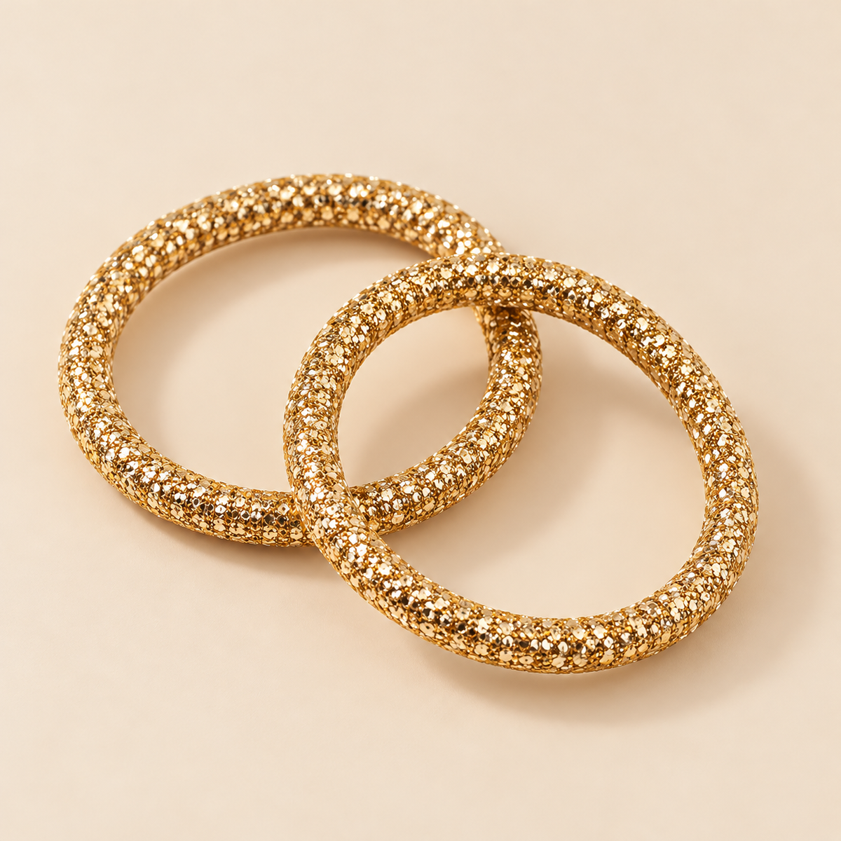 Glitter Haarelastiekjes Goud – Set van 2 – De HaarBoetiek