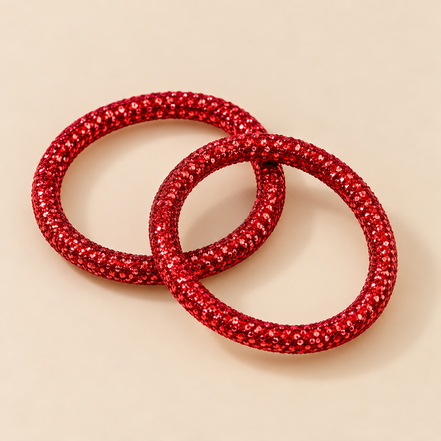 Glitter Haarelastiekjes Rood – Set van 2 – De HaarBoetiek