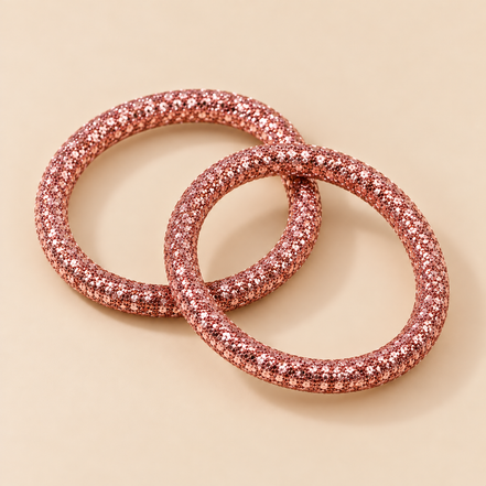 Glitter Haarelastiekjes Roségoud – Set van 2 – De HaarBoetiek