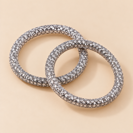 Glitter Haarelastiekjes Zilver – Set van 2 – De HaarBoetiek