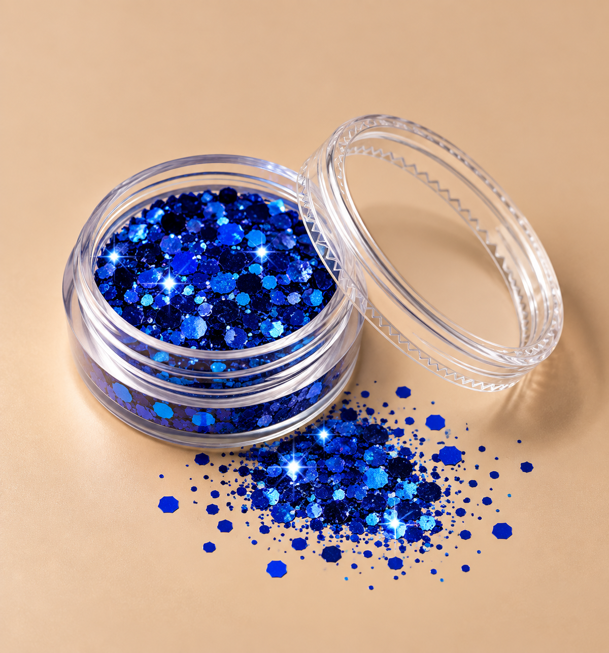 Blauwe glitters voor gezicht en lichaam - De HaarBoetiek