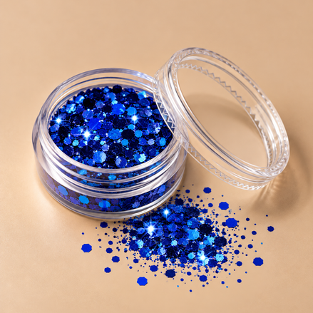 Blauwe glitters voor gezicht en lichaam - De HaarBoetiek