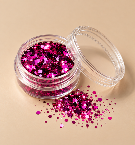 Magenta glitters voor gezicht en lichaam - De HaarBoetiek