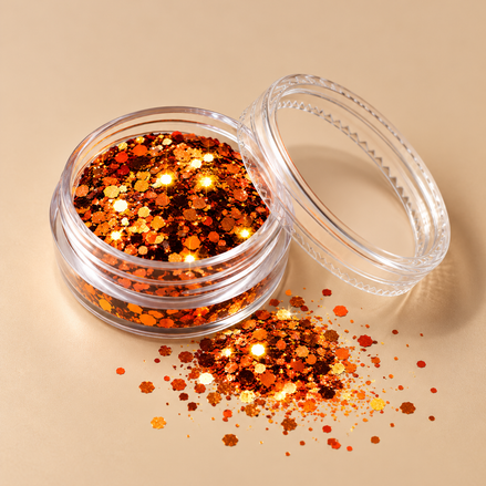 Oranje glitters voor gezicht en lichaam - De HaarBoetiek