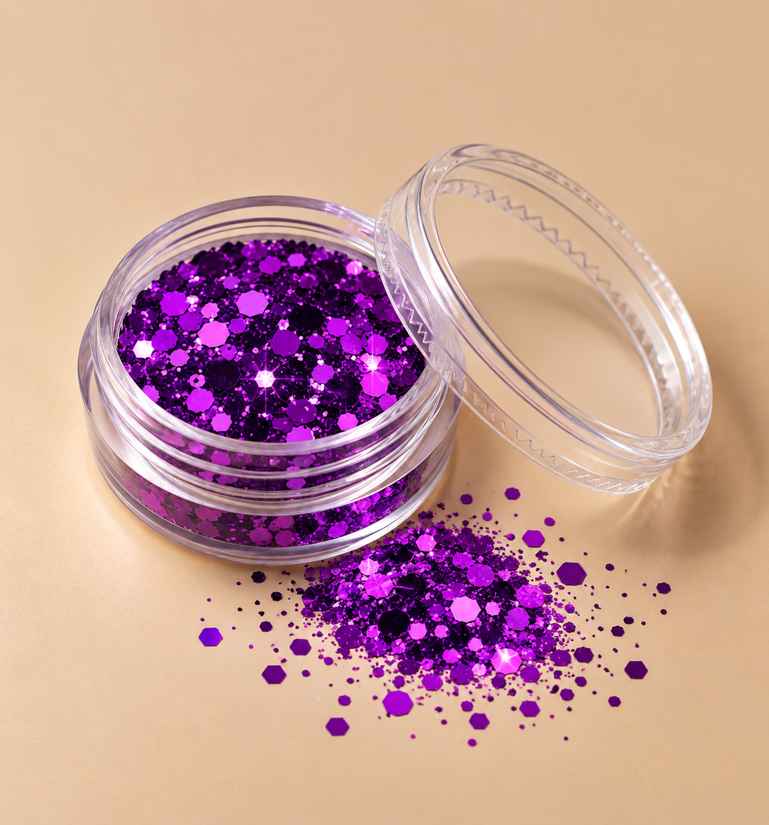 Paarse glitters voor gezicht en lichaam - De HaarBoetiek