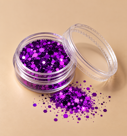 Paarse glitters voor gezicht en lichaam - De HaarBoetiek