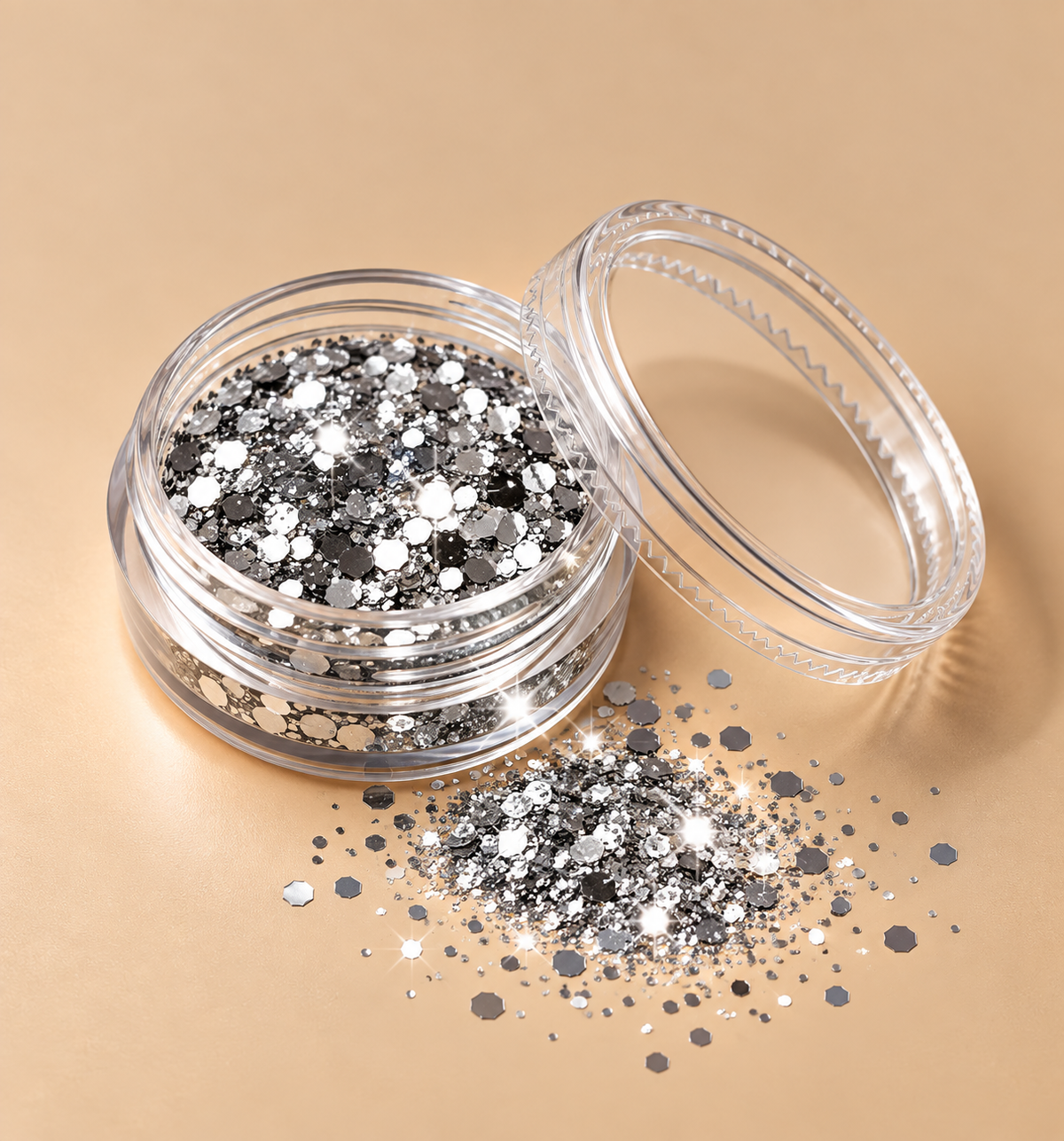 Zilveren glitters voor gezicht en lichaam - De HaarBoetiek