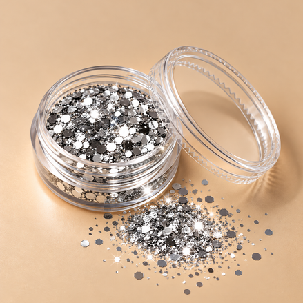 Zilveren glitters voor gezicht en lichaam - De HaarBoetiek