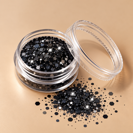 Zwarte glitters voor gezicht en lichaam - De HaarBoetiek