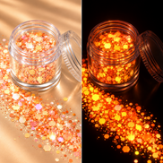 Oranje glow in the dark chunky glitter met glow effect - De HaarBoetiek