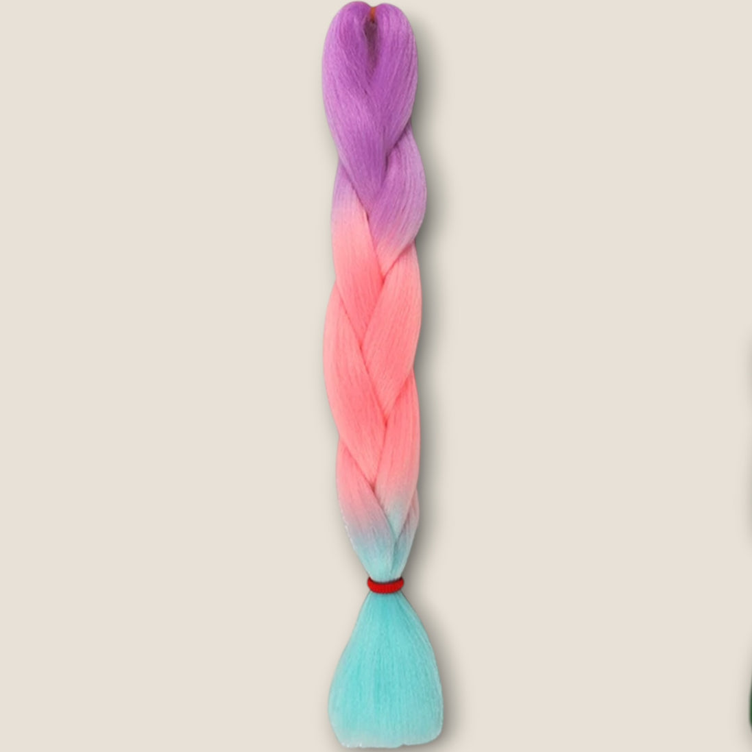 Glow in the Dark invlechthaar lila roze aqua op beige achtergrond